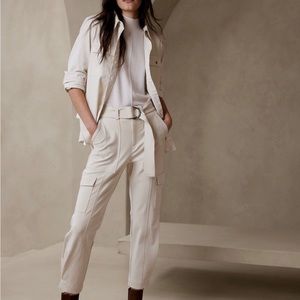 Banana Republic slim stretch cargo pants.  Can be casual or dressed up.